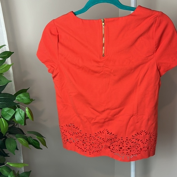 💛 SUGAR + LIPS Red Cropped Short Sleeve Blouse with Cut-out Detail Size XS - Picture 5 of 9